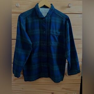 Muji 100% cotton blackwatch plaid green blue pajama top size small